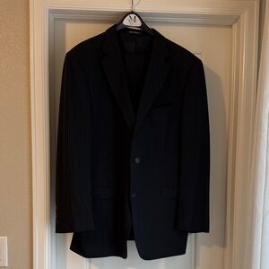 Men's Black Pinstripe Perry Ellis Suit
